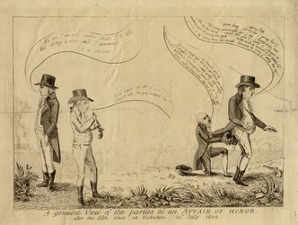 A Genuine View of the Parties in an Affair of Honor after the Fifth Shot at Hoboken, July 31, 1802