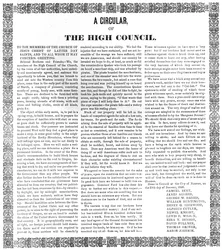A circular of the High Council of the Church of Jesus Christ of the Latter Day Saints, 1846
