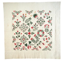 Applique and Embroidered Garden Botanical Album Quilt