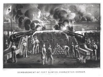 Bombardment of Fort Sumter, Charleston Harbour from Fort Moultrie, 12th and 13th April 1861, Pub. by Currier and Ives