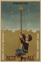 Boy Climbing Rope to Stars