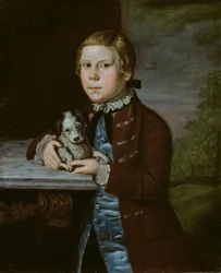 Boy of Hallett Family with Dog