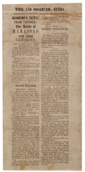 Broadside Announcing the First Battle of Manassas, Whig and Observer Extra, After 22 July 1861