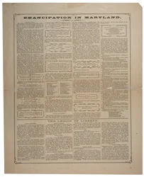 Broadside Regarding Recruitment of African Americans and Celebrating Emancipation in Maryland, Ringwalt & Brown, c.1 November 1864