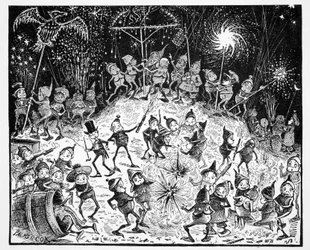 Brownies, from The World Guide to Gnomes, Fairies, Elves and Other Little People by Thomas Keightley (1789-1872), published 1880
