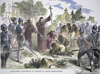Compulsory Conversion of Native Americans to Christianity by Spanish Jesuit Missionaries in the 16th Century