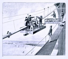 Construction of Brooklyn Bridge, New York