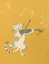 Dancing Cat Playing a Violin
