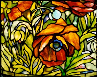 Detail of an "Oriental Poppy" floor lamp, Tiffany Studios, 1902