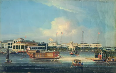 Factories at Canton from the Harbour, China