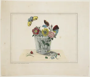 Flowers in a Glass, with Butterfly