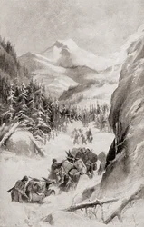Fremont in The Rocky Mountains, North America during his fourth expedition of 1848, from 