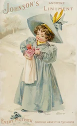 Girl Holding Doll In The Snow