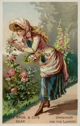 Girl Smelling the Roses