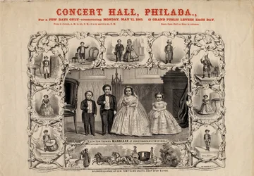 Gen. Tom Thumb and wife, Com. Nutt and Miss Minnie Warren, pub. by Currier & Ives, 1863