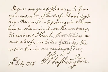 Handwriting and Signature of George Washington, 1758