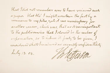 Handwriting and signature of Thomas Jefferson, 1803