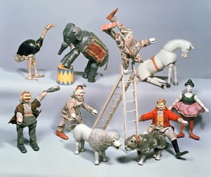 Humpty Dumpty Circus acrobats and menagerie. c.1900