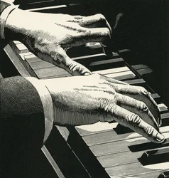 Illustration of Hands Playing a Piano