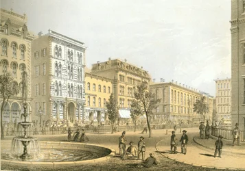 LaSalle Street from Courthouse Square, from Chicago Illustrated, with Literary Descriptions by James W. Sheahan, Published by Jevne & Almini, Chicago