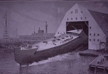 Launch of USS Maine, Eight Years Before It Was Sunk