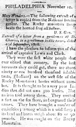 Letter announcing the arrival of captains Lewis and Clark, from The Boston Intelligencer, 19th November 1806