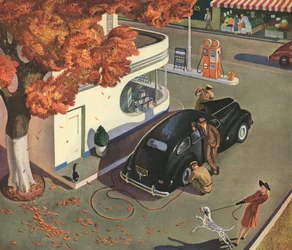 Man Getting His Car Serviced at a Gas Station