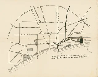Map Showing Railroad Connections to Proposed Site of the World