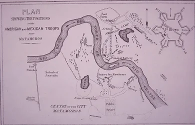 Mexican-American War, map of US troops near Rio Grande and Matamoros