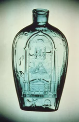 Mould-blown masonic flask, Keene (Marlboro St.) Glassworks