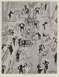 Peacock Alley, Cartoon Mocking Ostentatious Fashion of the Age