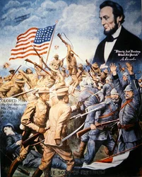 Poster celebrating heroism of African-American soldiers in World War I