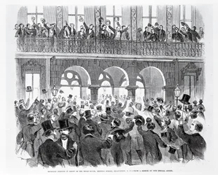 Secession Meeting in Front of the Mills House, Meeting Street, Charleston, South Carolina, c.1860 (engraving)
