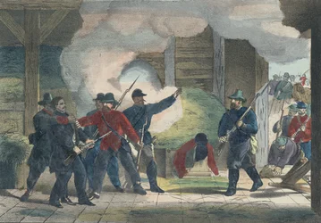 Seizure and Death of the Murderer Wilkie Booth, c.1865