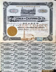 Share Certificate for the Sedalia and Californian Oil Company, U.S.A.