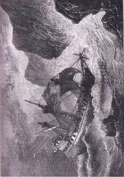 Somers runs his ship on shore, illustration from Cassell