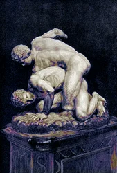 The Wrestlers, Illustration from History of Greece by Victor Duruy, Published 1890