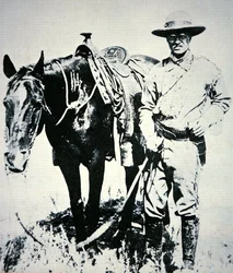 Theodore Roosevelt with his horse, c.1885