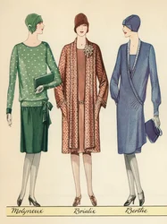 Three Flappers Modelling French Designer Outfits