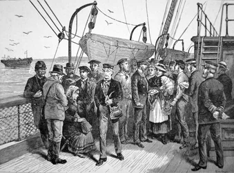 US Government health officers on an emigrant ship, Quarantine Point, New York
