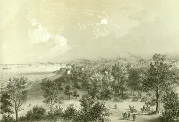 View of Lake View House, from Chicago Illustrated, with Literary Descriptions by James W. Sheahan, Published by Jevne & Almini, Chicago