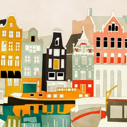 Amsterdam Houses with Ships, View 1