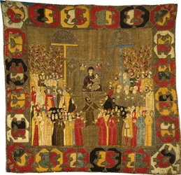 Palm Sunday Procession in Moscow on April 8, 1498. Zoe Palaiologina with daughters left under, Ivan III, Elena of Wallachia, D, 1498