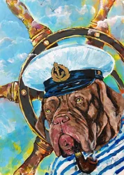 Captain Dog Smoking Pipe