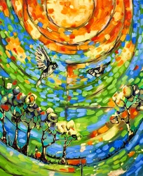 Vibrant Landscape with Birds