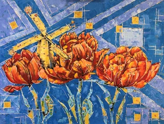 Vibrant Tulips Windmill