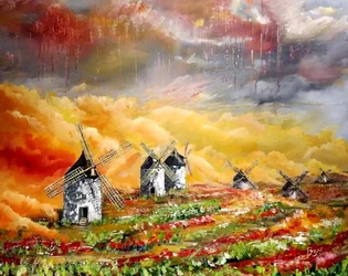 Windmills Over Fiery Fields