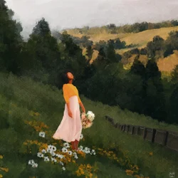 Woman in Wildflower Field