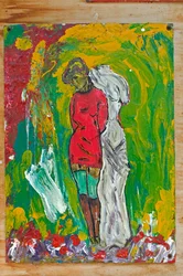 Woman in Red Slip