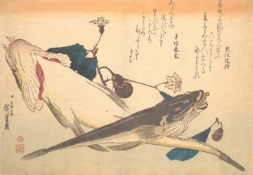 Kochi Fish with Eggplant, from the Series Uozukushi Every Variety of Fish, 1830s